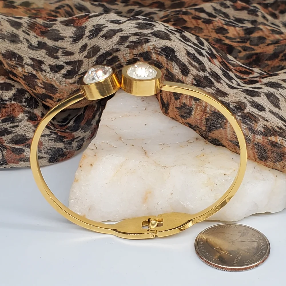 ❤️ Crystals Gold Bracelet Hypoallergenic Stainless Comfortable Strone